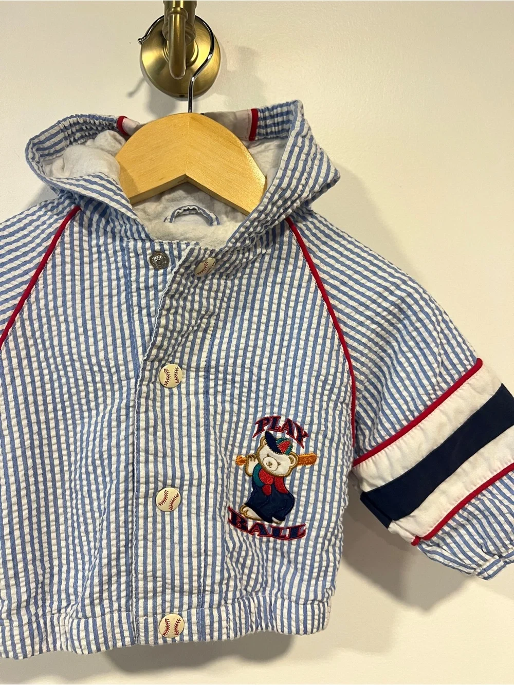 VTG Baseball Bear Pinstripe Jacket